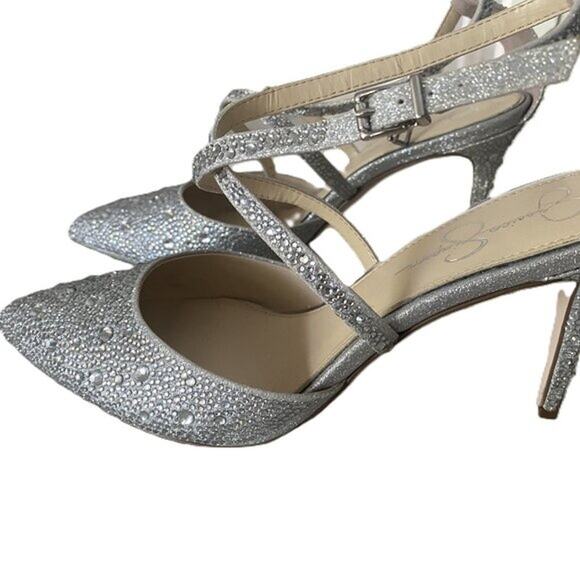 Jessica Simpson Rhinestone Pointed Toe Pumps - Size 12 - Picture 2 of 4